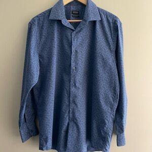 BUFFALO DAVID BITTON Dress Shirt Men’s Size L Slim Stretch Blue Paisley  #511